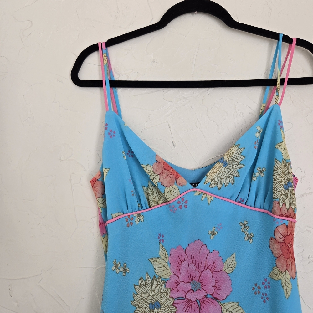 Bisou Bisou Floral Blue Pink Asymmetric Dress - Picture 2 of 9